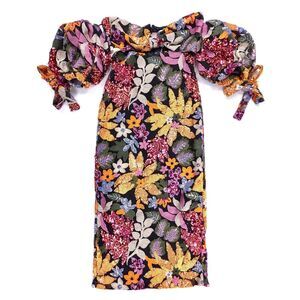 NWT Alamour The Label Flora Sequin Midi Dress Coquette Coconut Resort Maximalist